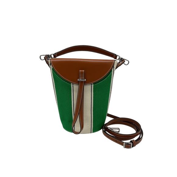 Staud 'Phoebe' Green Canvas Convertible Bucket Bag - Picture 1 of 4